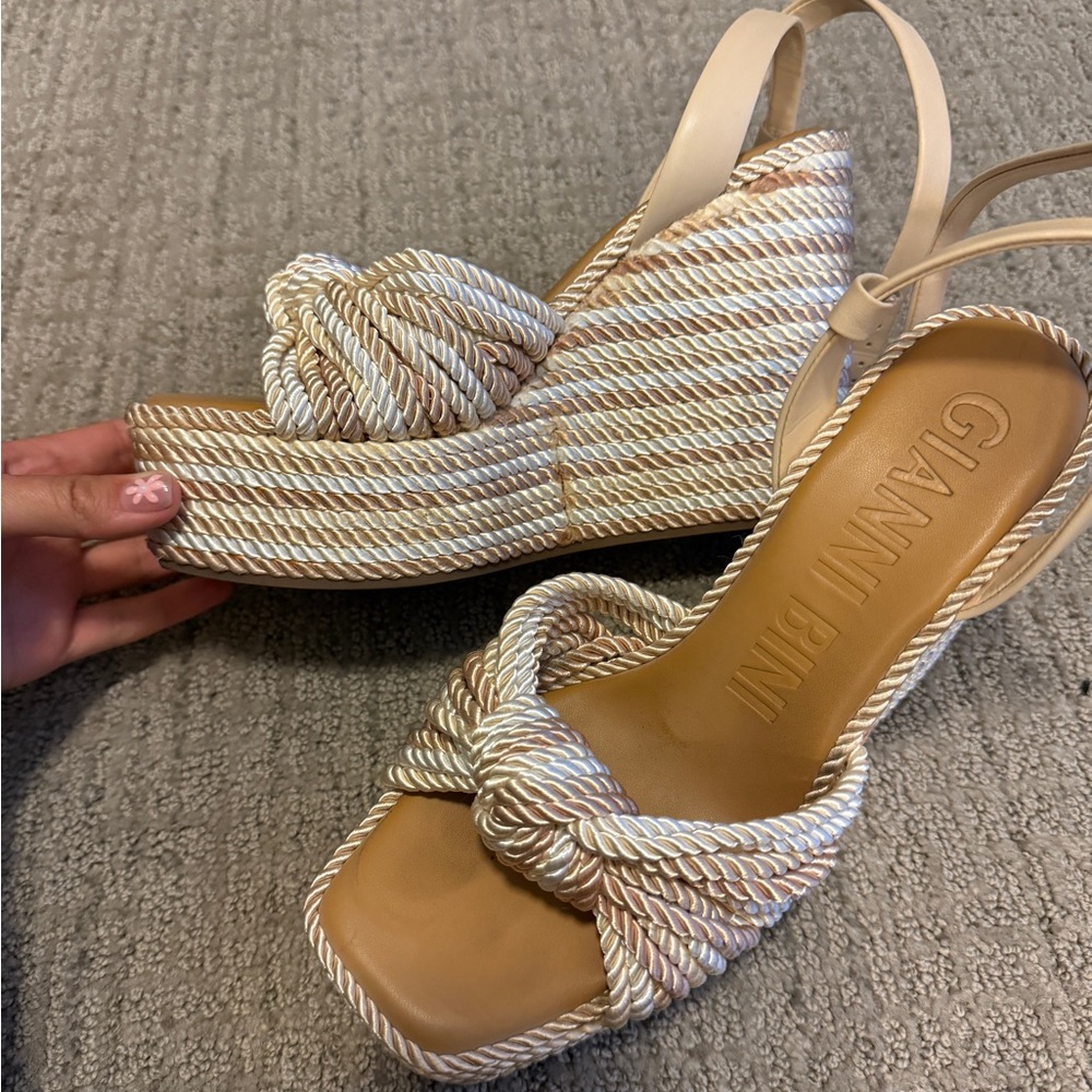 Gianni Bini Women's Tan Wedge Sandals
